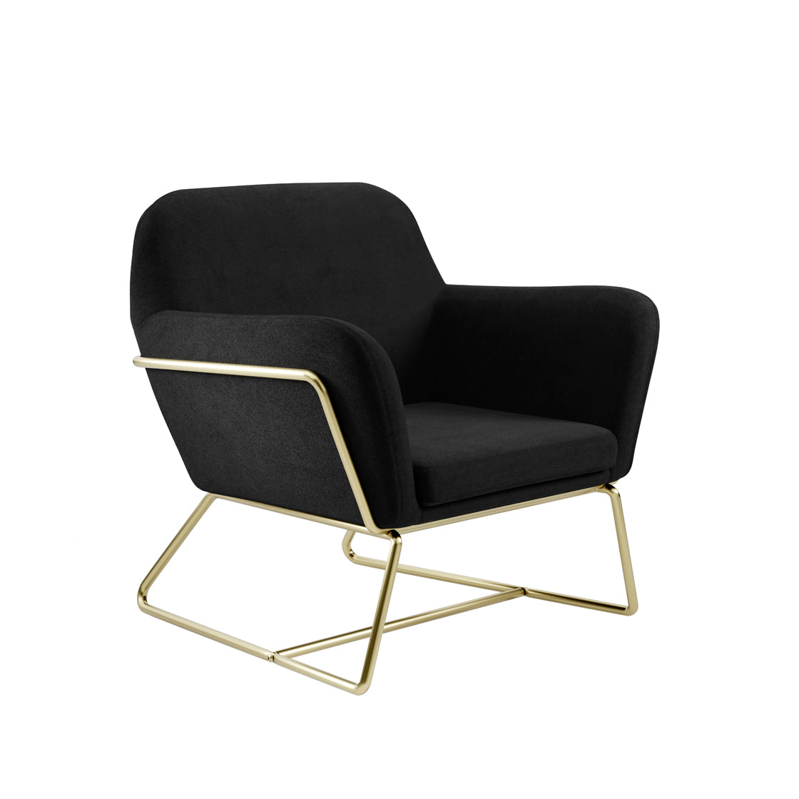Charles Black Velvet & Brushed Gold Armchair